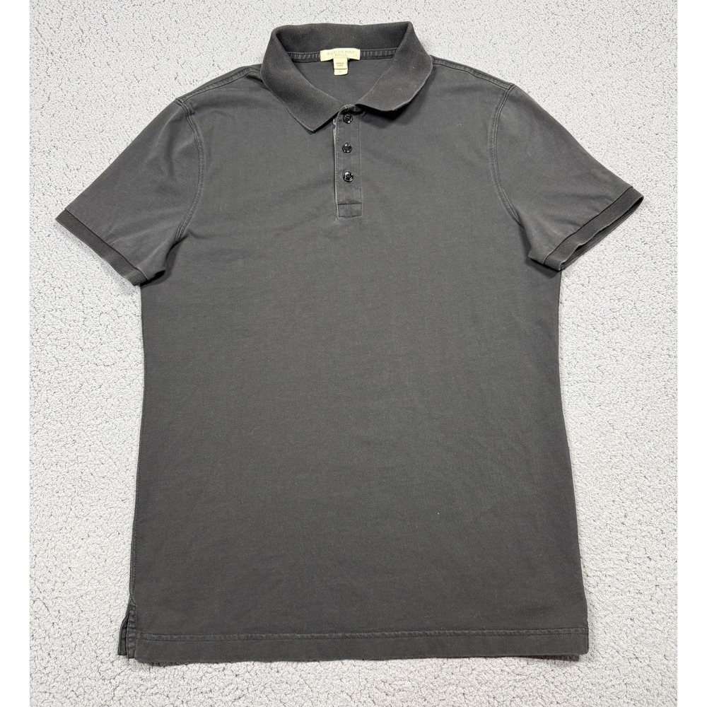 Burberry Brit Polo Shirt Mens Medium Gray 100% Cotton Short Sleeve Casual
